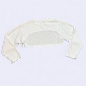 Dazy Small Medium White Open Back Bolero Knit Sweater Crop Top Belletcore Barre